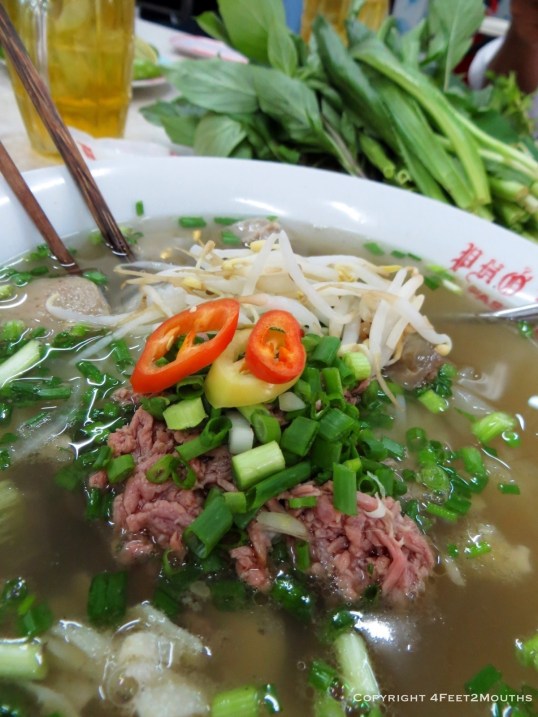 Hot steaming bowl of pho