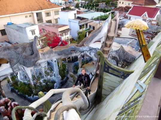 Carmen on Crazy House stairway
