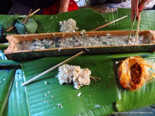 Heart of rattan and banana flower stew