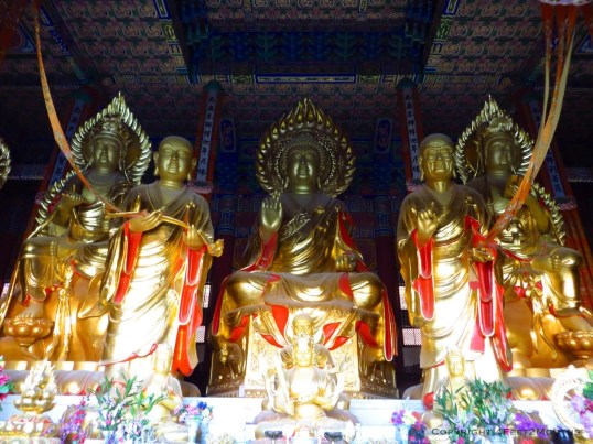 Inside one of the temples behind the pagodas