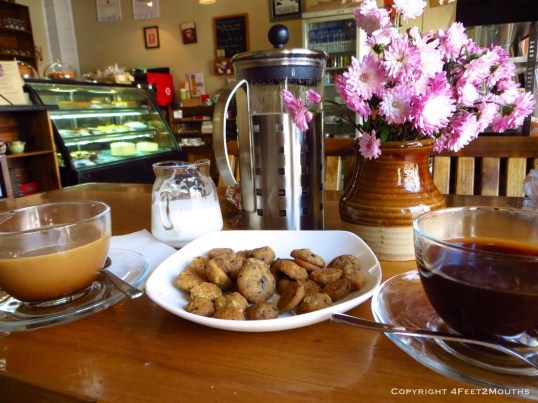 Scrumptious coffee and cookies at Sweet Tooth