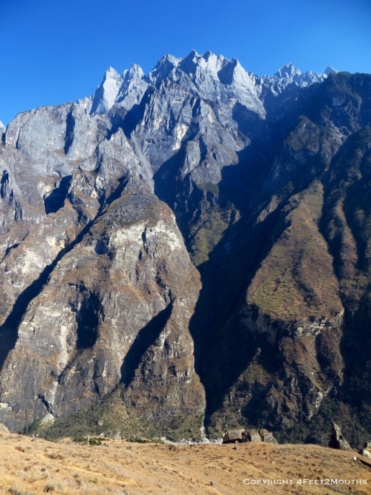 Steep vertical cliffs carved by the Yangtze River