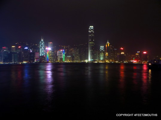Hong Kong island on a misty night 