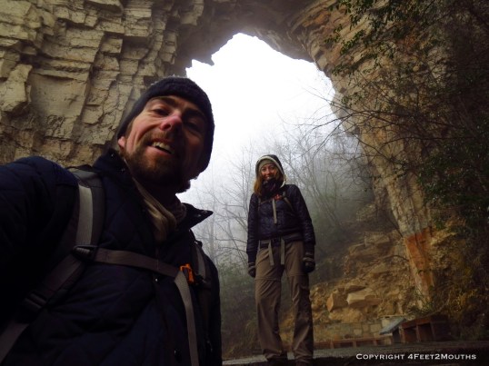 Us with a limestone arch