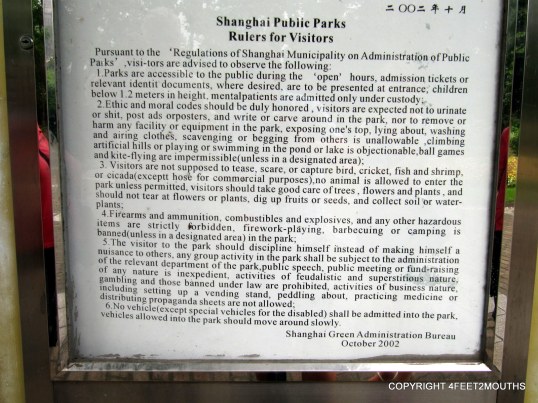 From our 2009 trip to Shanghai:  no shitting in the park (point 2) and no feudalism (point 5)
