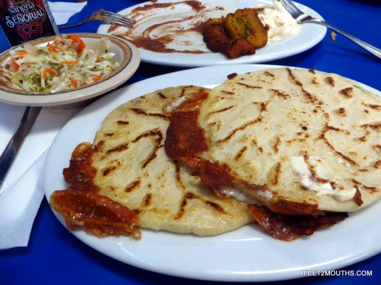 Pupusas with cabbage slaw