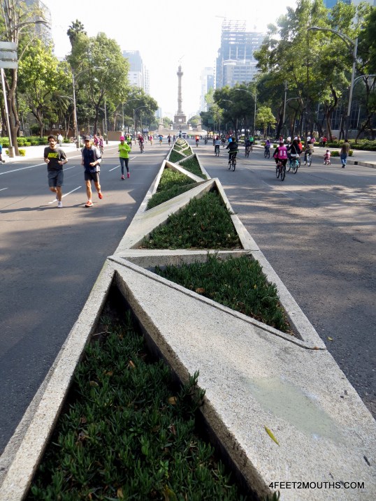 Geometric traffic divider on Paseo de la Reforma